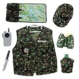 TopTie Camo Tactical Soldier Costumes, Military Motif Role Play Set for Kid-Green-S