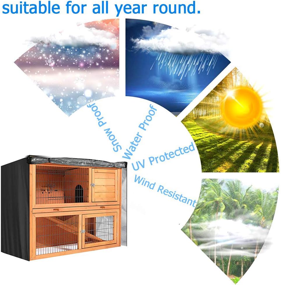 Excerando Rabbit Hutch Cover,Durable 210D Rabbit Cage Cover Double