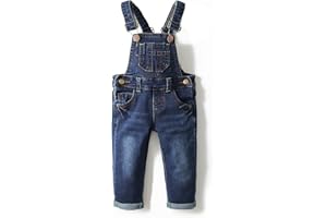 KIDSCOOL SPACE Baby Boy Girl Jean Overalls,Toddler Slim Cute Denim Jumper