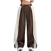 SOLY HUX Women's Baggy Pants Y2k Color Block Wide Leg Pants Long Trousers Streetwear
