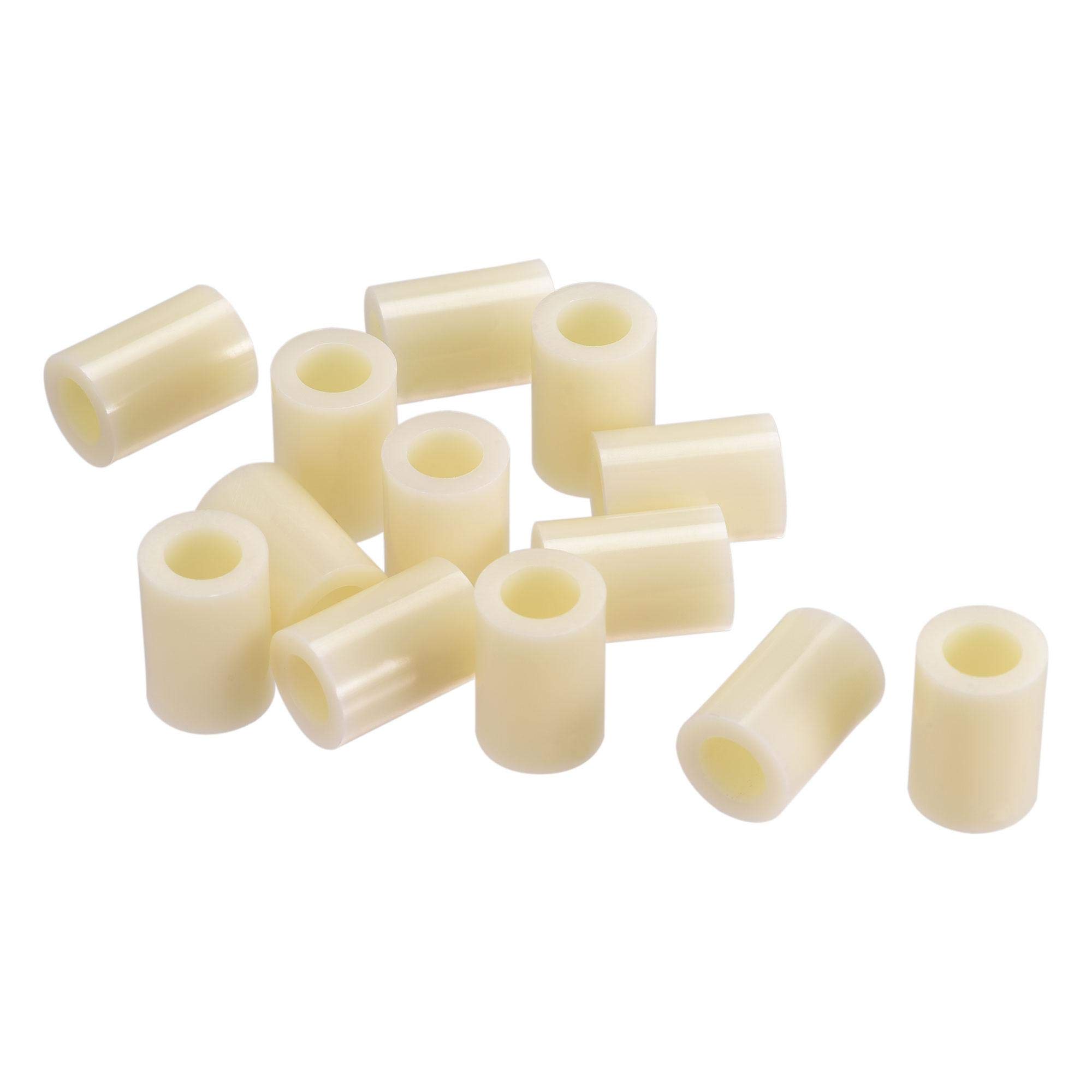 sourcing map ABS Round Spacer Washer ID 8.2mm OD 14mm Length 20mm Plastic Standoff for 3D Printer, TV Wall Mounting, Electrical Outlet, Beige, 50Pcs