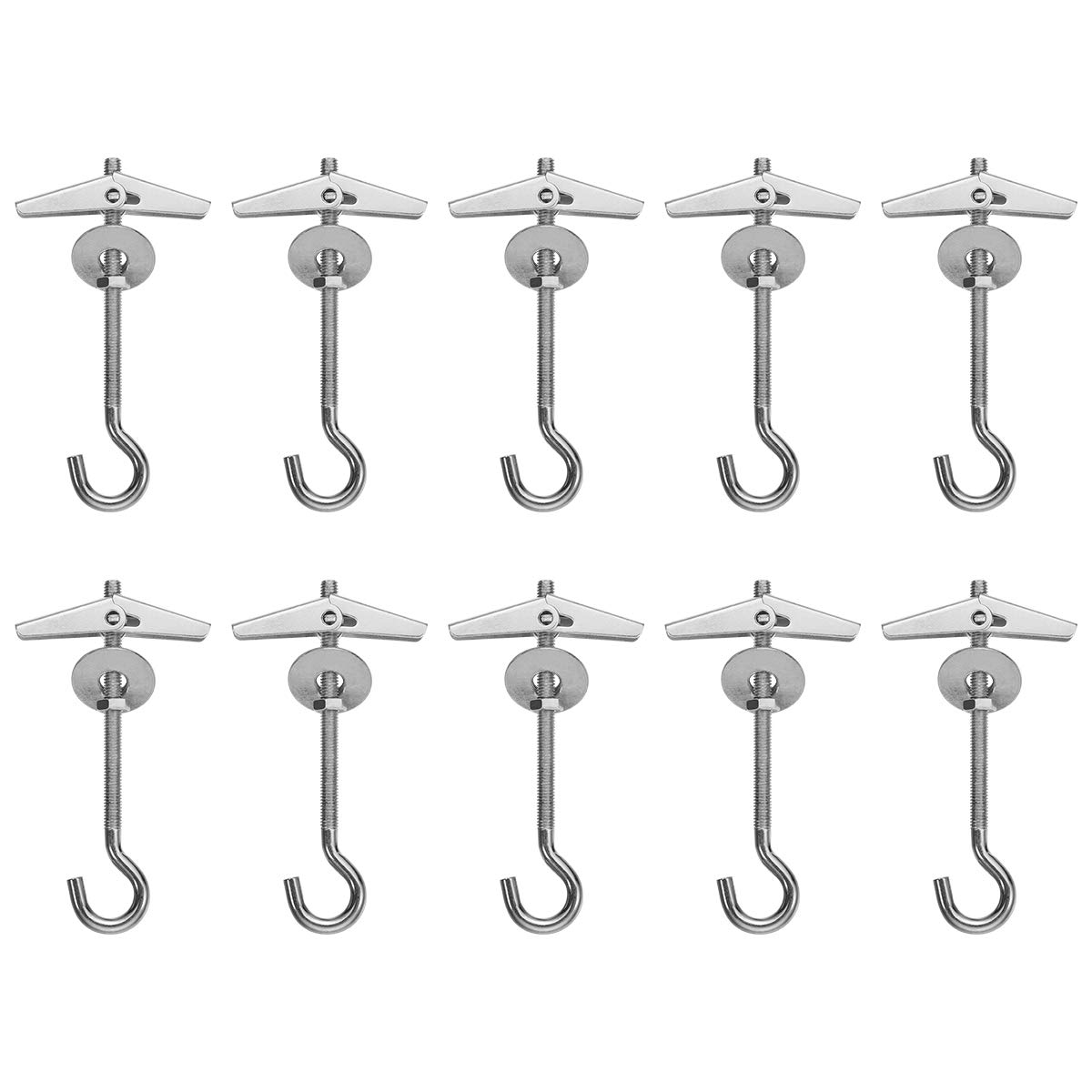 Yardwe 10 Pcs M5 10KG Carbon Steel Plasterboard Ceiling Wall Spring Toggle Hook Bolts Hanger Wall Fixing Anchors Hook