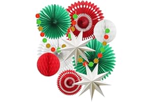 ADLKGG Christmas Party Decoration Set of Hanging Tissue Paper Fans Circle Garland Paper Lanterns for Italian Party Graduation Wedding Birthday Backdrop