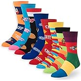 Crazy Socks – Snack Food 8-Pack Novelty Crew Sock Bundle – Medium – Polyester Blend – Fun Junk-Food Gift Set for Men, Women & Teens