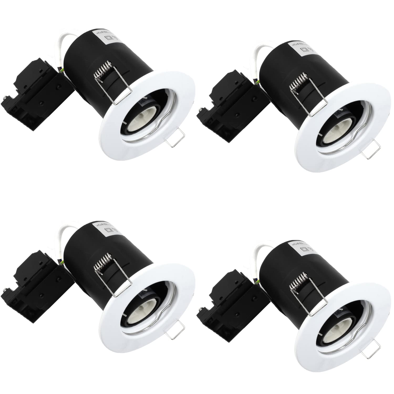 Fire Rated GU10 Downlights, White LED Downlights Ceiling, Recessed Spot Lights Ceiling Lighting Fitting for Kitchen IP20 No Bulbs 4 Pack