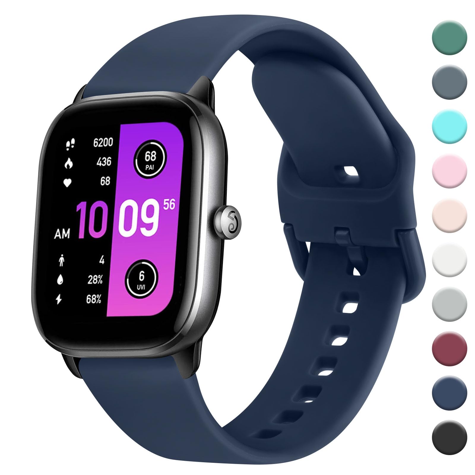 AK Straps Compatible with Amazfit GTS 2 Mini/GTS 4 / GTS 4 Mini/GTS 3 / GTS 2/GTS 2e,20mm Soft Silicone Sport Replacement Wristband for Amazfit Bip 3 Pro/Bip 3/Bip U Pro/Bip Lite/Bip S/Bip U(Blue) — image 1