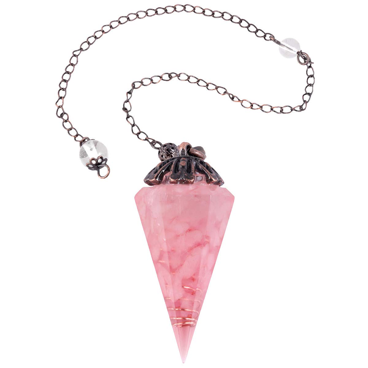 KYEYGWO Healing Crystal Pointed Pendant Pendulum for Dowsing Divination, Reiki Chakra Stone Cone Pendant Necklace for Men and Women — image 1