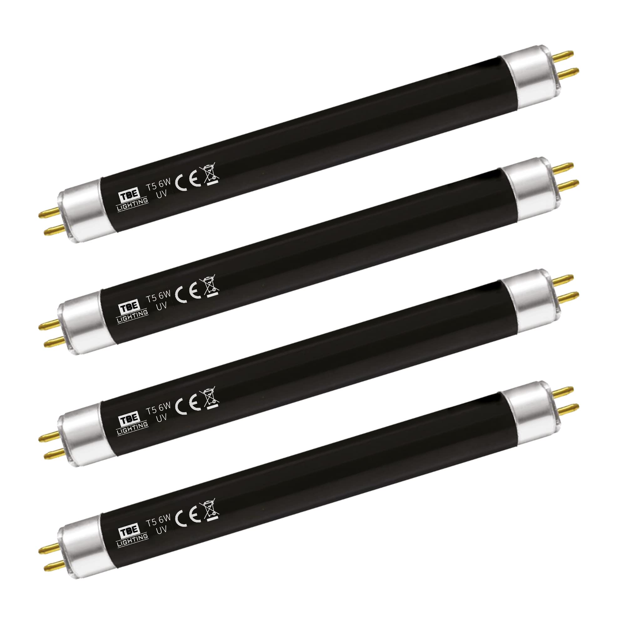 TBE LIGHTING Bank Note Checker Tubes T5 6w 225mm / 9''- CFL Bulbs - Creates Ultraviolet UV Black Light to aid in The Detection of Fake monetary Notes and passports - G5 2-Pin Base Fittings (4-Pack)