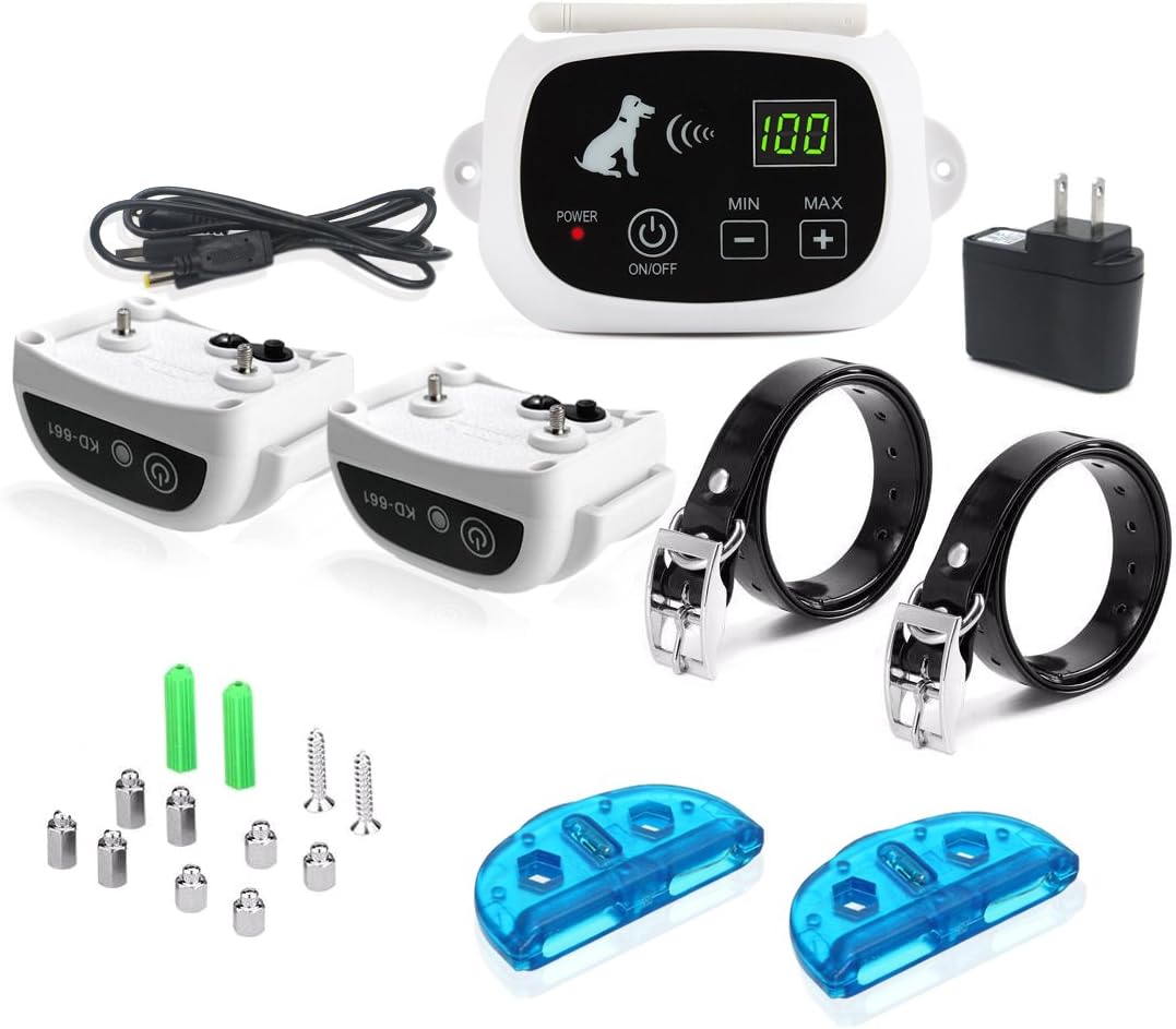 Wireless Dog Fence Containment System, PetPi - 500M Radius Remote Control Rechargeable Transmitter + Electric Waterproof Training Collar Receiver ( Pack of 2 Dog Collar Receiver )