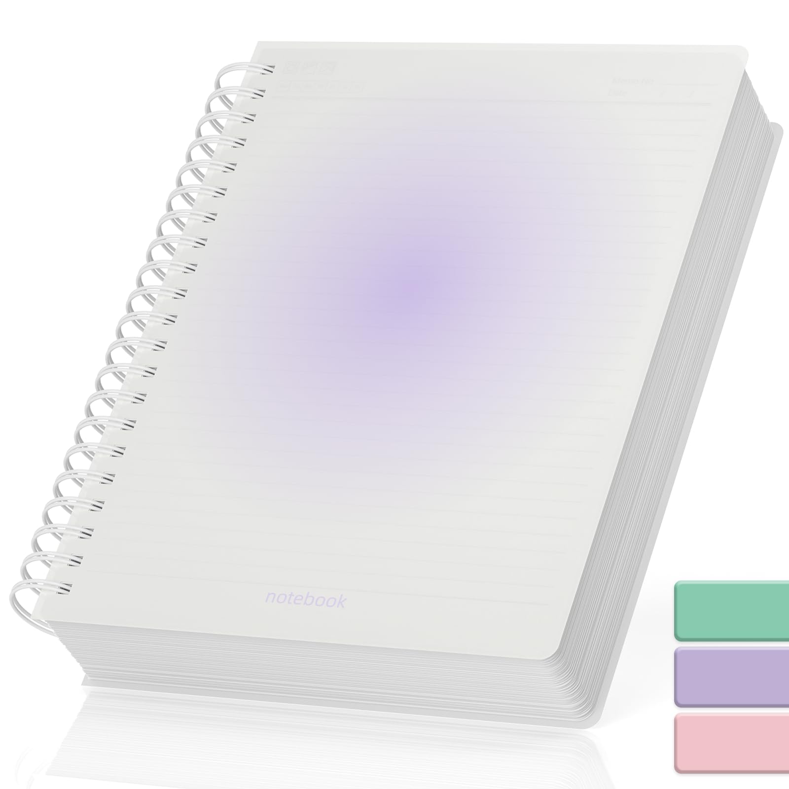 Smarpau A4 Notebook, 300 Pages Thick Hardcover Wirebound Spiral Notebook, 100gsm Thick Paper Journals for Women Men Writing, Waterproof Notebook for School Office, 21.5 x 27.9cm - Purple