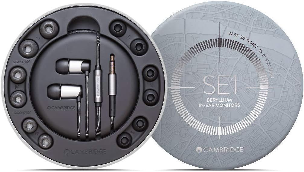 Cambridge Audio SE1 In-Ear Headphones - Microphone, Remote Control, 8MM Beryllium Drivers, 3 Sets of Comply Foam Tips, 4 Sets of Silicone Ear Tips