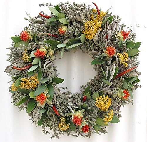 Safflower and Herb Natural Dried and Preserved Wreath – 16”