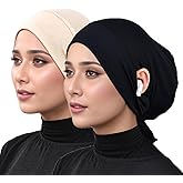 Hophor Hijab Undercaps Slouchy Beanies Cap Soft Hijab Caps Under Scarf for Women Muslim Jersey Inner Beain-Cap