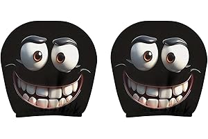 2PCS Funny Head Rest Cover for Car, Front Seat Head Rest Protector for Cars, Cute Cartoon Eyes Design, Front Seat Decoration,