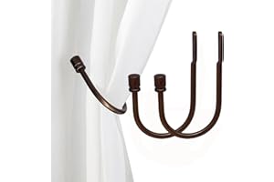 ARNORX Solid Steel Curtain Holdbacks 2PCS, Antique Bronze | Quick Installation Hooks for Heavy Drapes | Solid Iron U-Shape Design