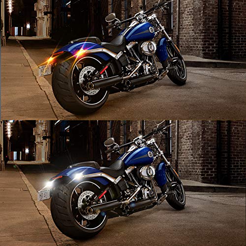 Miniclue 2-Inch White/Amber Switchback 1157 LED Front Turn Signal Light Bulbs For Harley Davidson,Full Can-bus No Hyper Flash No Resistor Required Replacements