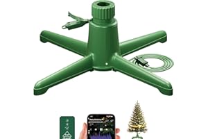 DG-Direct Musical 360° Rotating Christmas Tree Stand with Remote, Anti-Tilt Silent Spin Base, 3 Light Output Ports (800W), Fits 9ft 120lb Artificial Trees, Compatible with 1.25–2in Poles