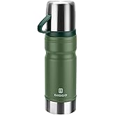 Vacuum Insulated Water Bottle Thermo Water Flask with Cup 680ml/23oz Stainless Steel Thermal Water Bottles Thermo for Hot and Cold Drinks Coffee Water(Green,Single)