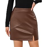 SEAFORM Women's Faux Leather Mini Skirt Side Slit Tummy Control Bodycon High Waist Pencil Skirts Sexy Hip Wrap Short Skirt