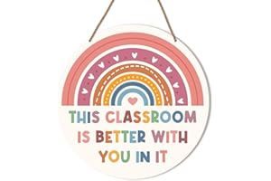 HSNBT Boho Classroom Wall Decor, Nursery kindergarten Classroom Positive Wall Decor Primary School Rainbow Hanging Sign Decoration, The Classroom Is Better with You in It