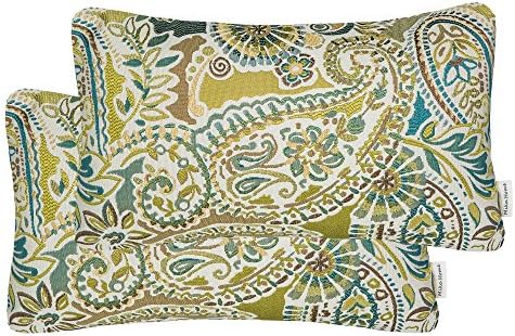 Mika Home Pack of 2 Paisley Pattern Pillow Covers 12x20 Inches Green
