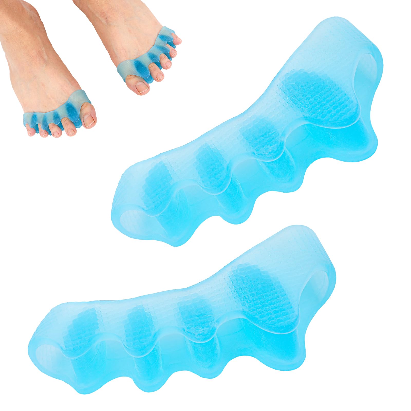 2pcs Toe Separators for Pedicure, Silicone Blue Toe Spacer Stretchers Collection Spreaders Soft Toe Corrector Dividers for Women Overlapping Toe Nail Polish Yoga Accessories