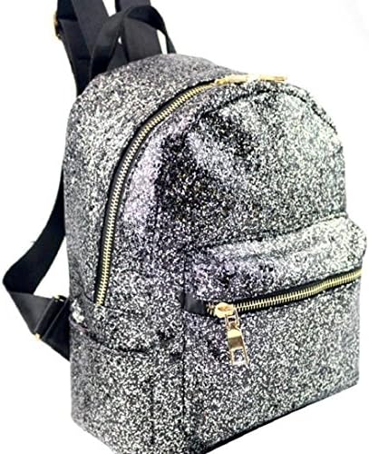 Sequins School Backpack ,Crystell 2017 Fashion School Leather Backpack Shoulder Bag Mini Backpack for Women &amp; Girls (Black)