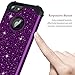 Lontect Compatible iPhone 8 Case, iPhone 7 Case Luxury Glitter Sparkle Bling Heavy Duty Hybrid Sturdy High Impact Shockproof Protective Cover Case for Apple iPhone 8 / iPhone 7 - Shiny Purple/Black