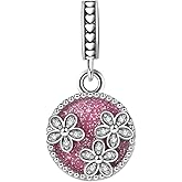 MiiFort Sparkling Floral Flower Dangle Charm fits Pandora Charms Moments Bracelets