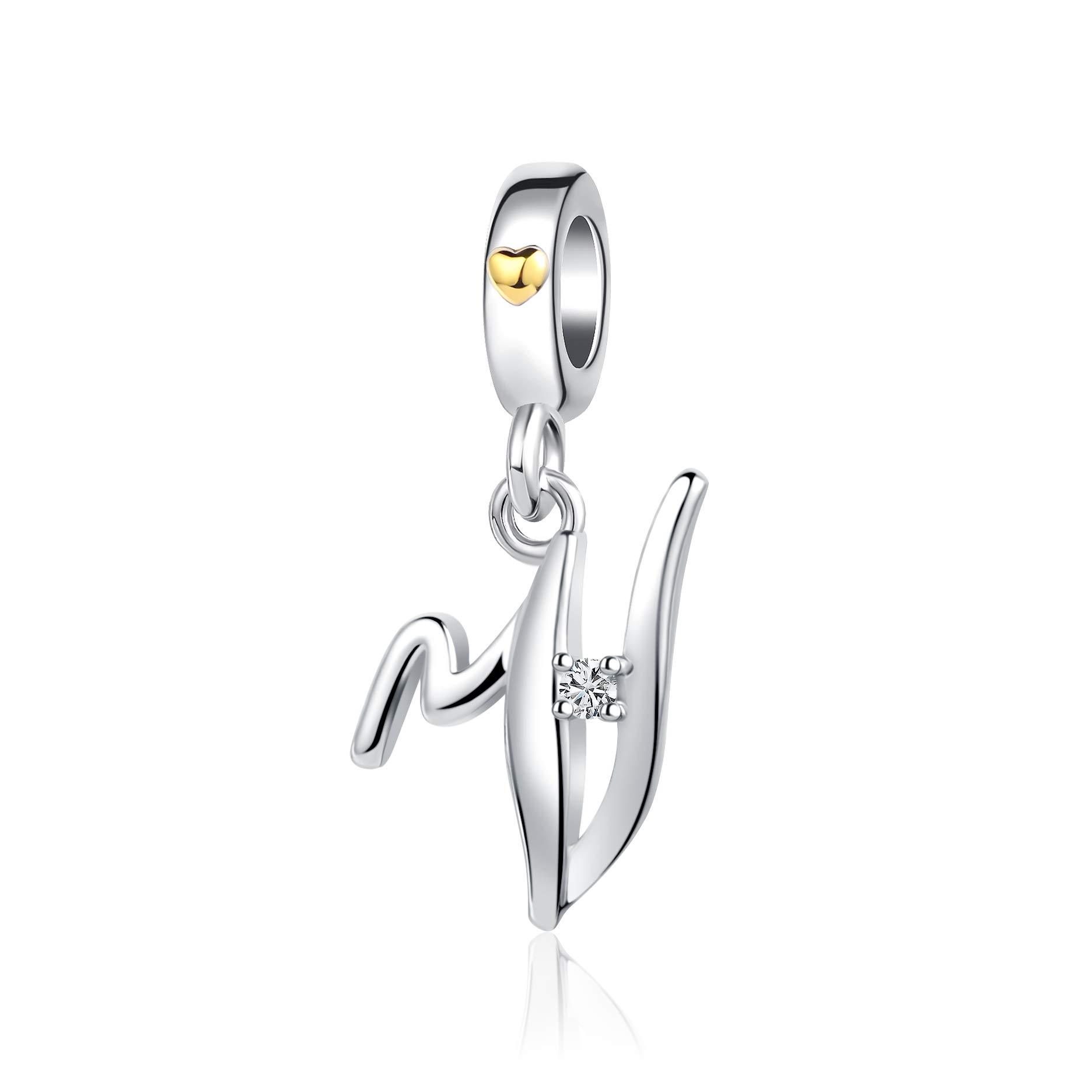V Initial Letter Name Charms fit Pandora Charms Bracelets Gold Heart Birthday Jewellery Gift for Women Daughter Family