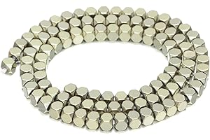 AD Beads Natural Hematite Gemstone Faceted Square Cube Loose Beads 16" 2x2mm 4x4mm (4x4mm, Metallic Pyrite)