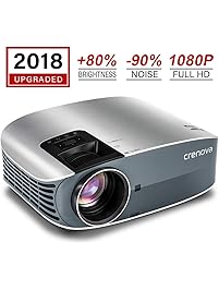 HD Projector, 2018 Upgraded (+80% Brightness) Crenova 200" 1080P HD Home Portable Video Projector for PC/MAC/TV/DVD/Movies/Games/Outdoor with USB/SD/AV/HDMI/VGA Input