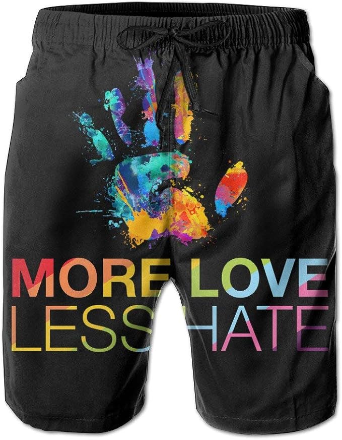 Más Amor Menos Odio, Orgullo Gay Hombres Shorts de Playa Poliéster