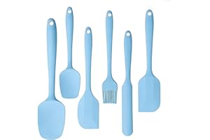 Silicone Baking Tools Set 6-Piece Kitchen Mixing Spatula Turner Brush Cake Spreader, Blue