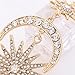 Rhinestone Moon Star Burst Dangle Earrings for Women Crystal Wedding Party Drop Earrings (Gold)