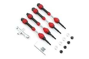 Aramox Drive Shaft, Steel CVD Replacement, Driveshaft for Slash Rustler Hoss 4X4 RC Cars (Red)