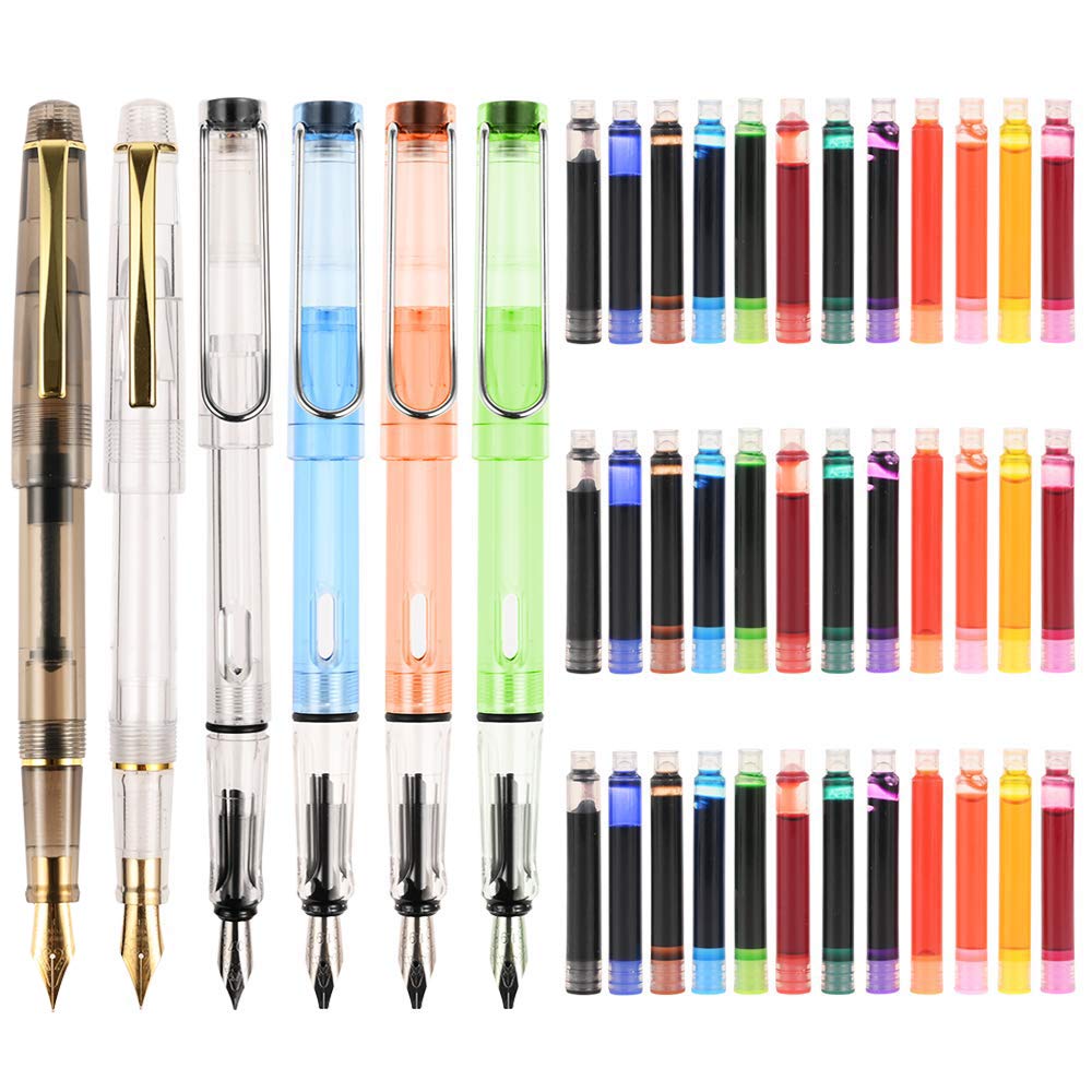 GOLDGE 42 Piece Fountain Pen Set, 6 Different Size Nibs and 36 Colored Ink Cartridges Kit, Perfect Calligraphy Lettering Set for Beginners, Christmas and Birthday