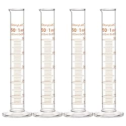StonyLab 4-Pack Borosilicate Glass 50ml Heavy Wall