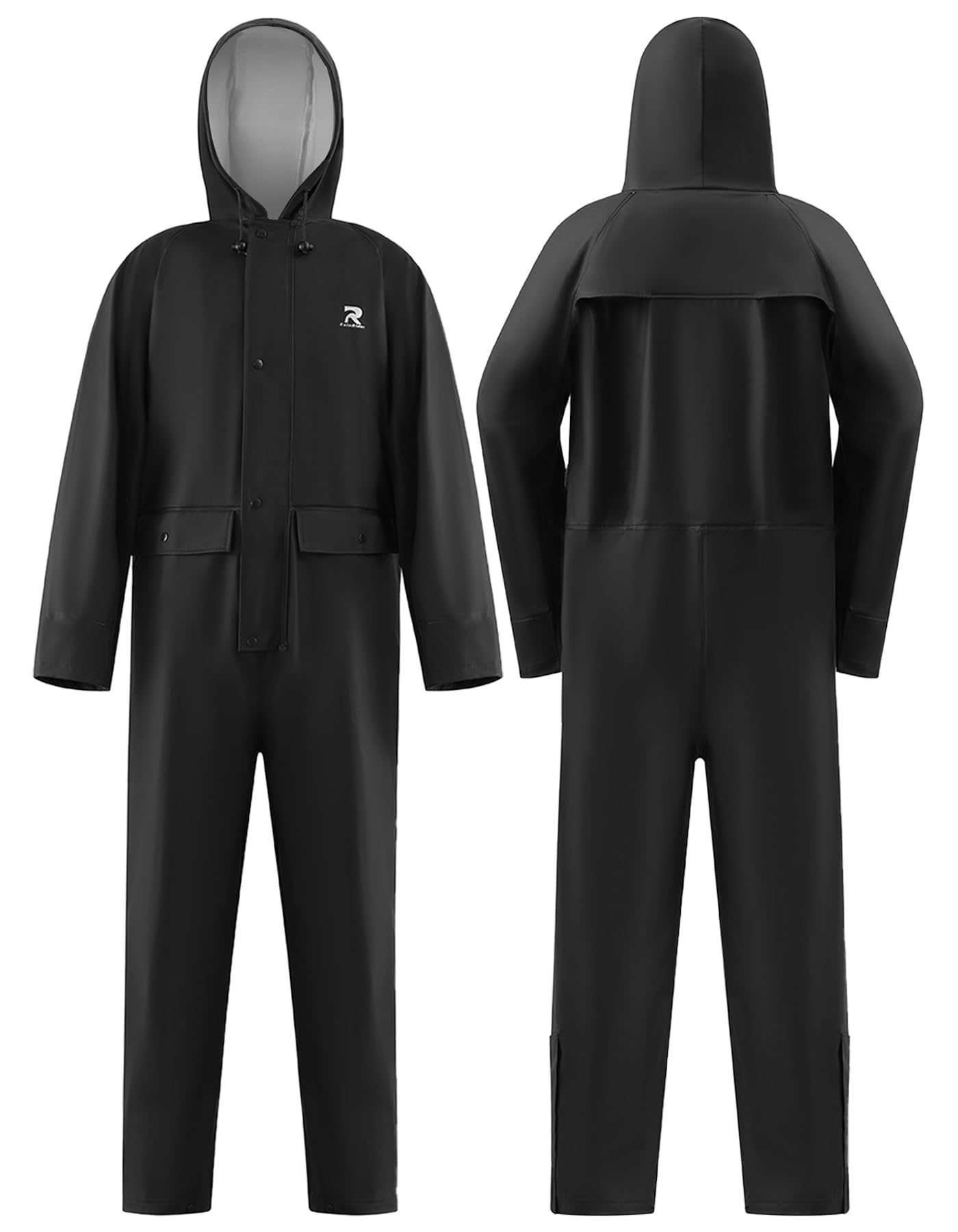 Photo 1 of RainRider Rain Suits for Men Women Waterproof One Piece Rain Jacket & Pant Workwear Coverall(Black, M)