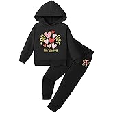 BOMDEALS Toddler Girl Heart Print Sweatsuit - Valentines Clothes Cute Kids Hoodie Sweatshirt Pants Set Fall Winter Outfits