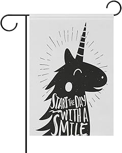 Yochoice ALAZA Vintage Smiley Unicorn with Quote Polyester Garden Flag House Banner 28 x 40 inch, Two Sided Welcome Yard Decoration Flag for Wedding Party Home Decor