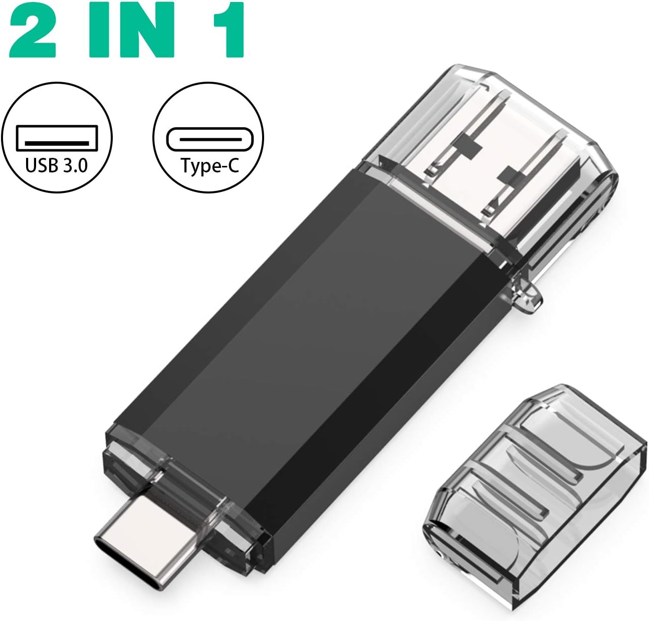 Sanfeya 64GB USB 3.0 Type C Dual OTG Flash Drive USB C Thumb Drive Memory Stick for USB-C Smartphones, New MacBook & Tablets, Samsung Galaxy S8, S8 Plus, Note 8, LG G6, V30, Google Pixel XL