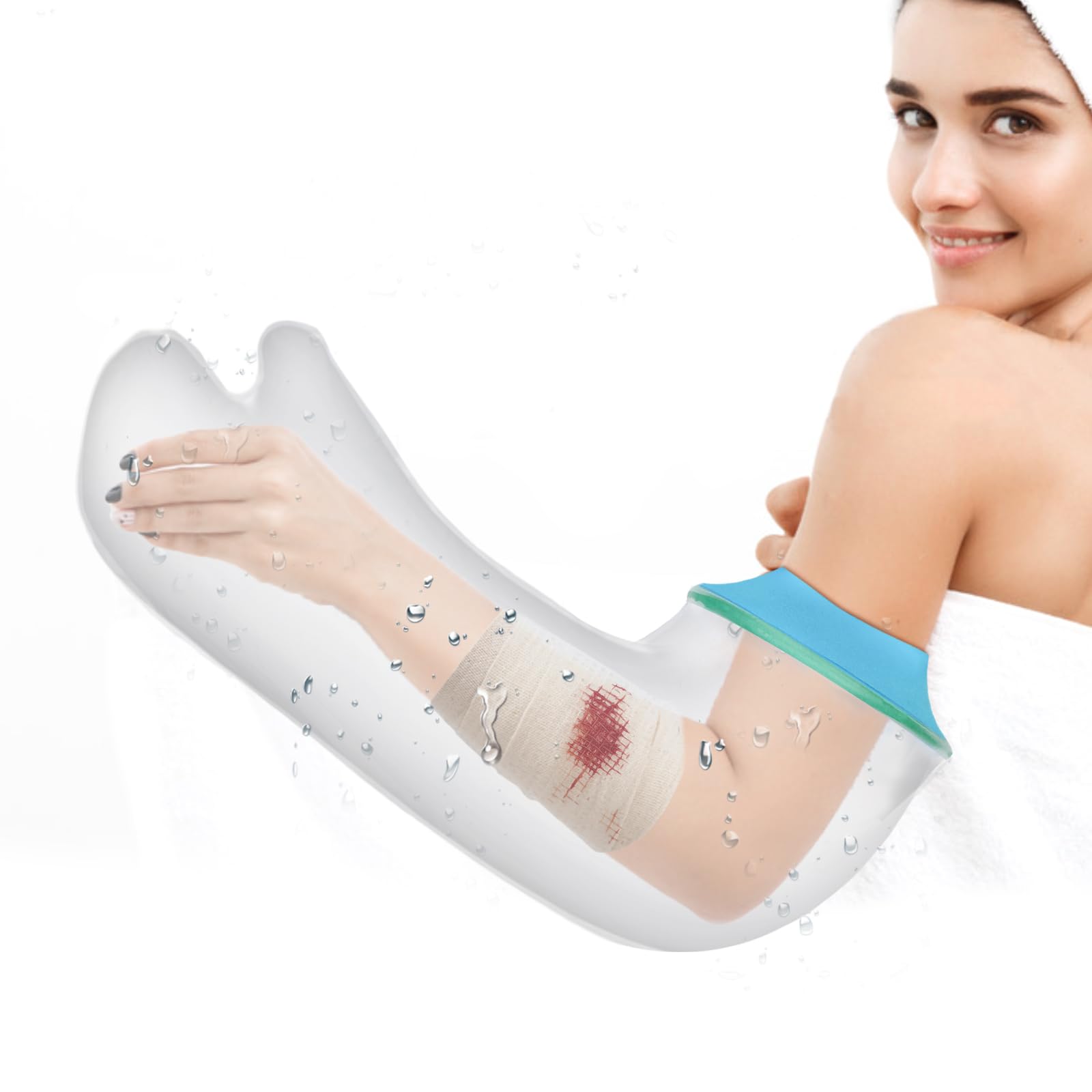 SUPERNIGHT Waterproof Cast Cover for Shower - Adult Half Arm Watertight Bandage Protector for Hand, Elbow, and Wrist - Reusable Sleeve for Bathing and Shower