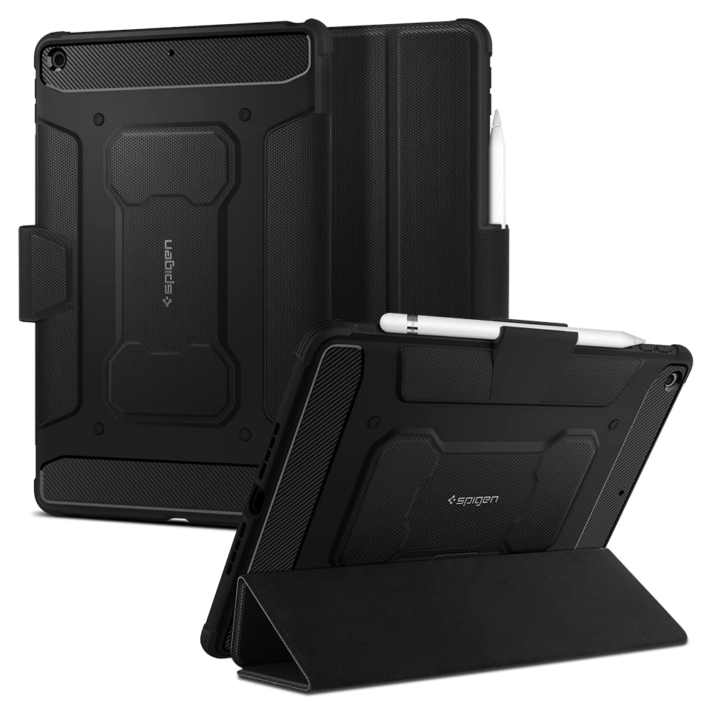 Photo 1 of Spigen Rugged Armor Pro Designed for iPad 10.2 Case, iPad 9th Generation Case (2021) / iPad 8th Generation Case (2020) / iPad 7th Generation Case (2019) with Pencil Holder - Black