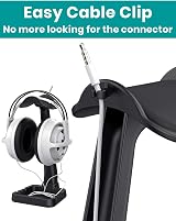 Klearlook Headphone Stand Holder w/ Cable Clip Phone Mount Universal Black view 4