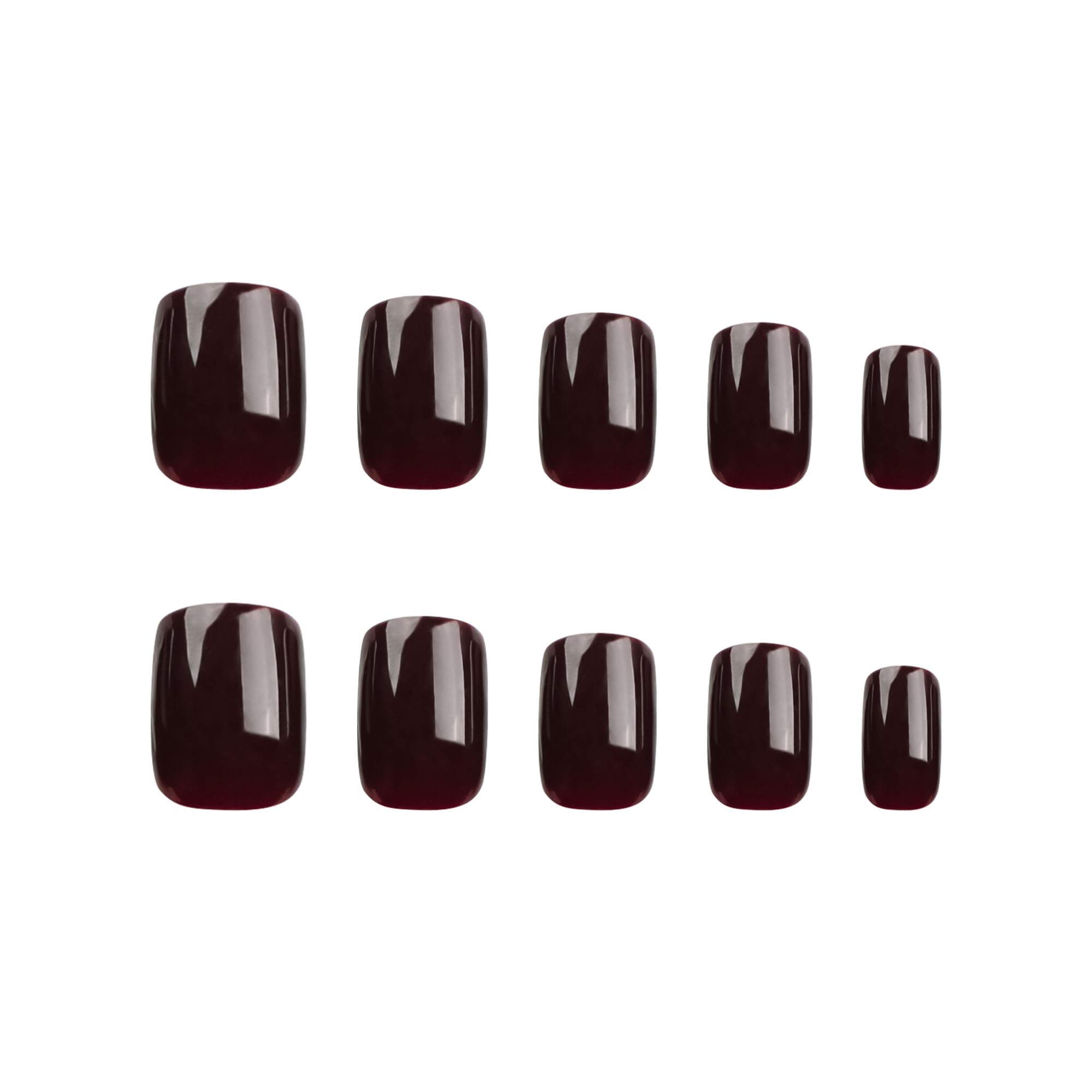 Short Press on Nails Square Shaped Fake Nails Brown False Nails Pure Dark Brown Glue on Nails Full Cover Acrylic Nails Cute Stick on Nails Simple Reusable Artificial Nails for Nail Manicure Decoration - Image 5