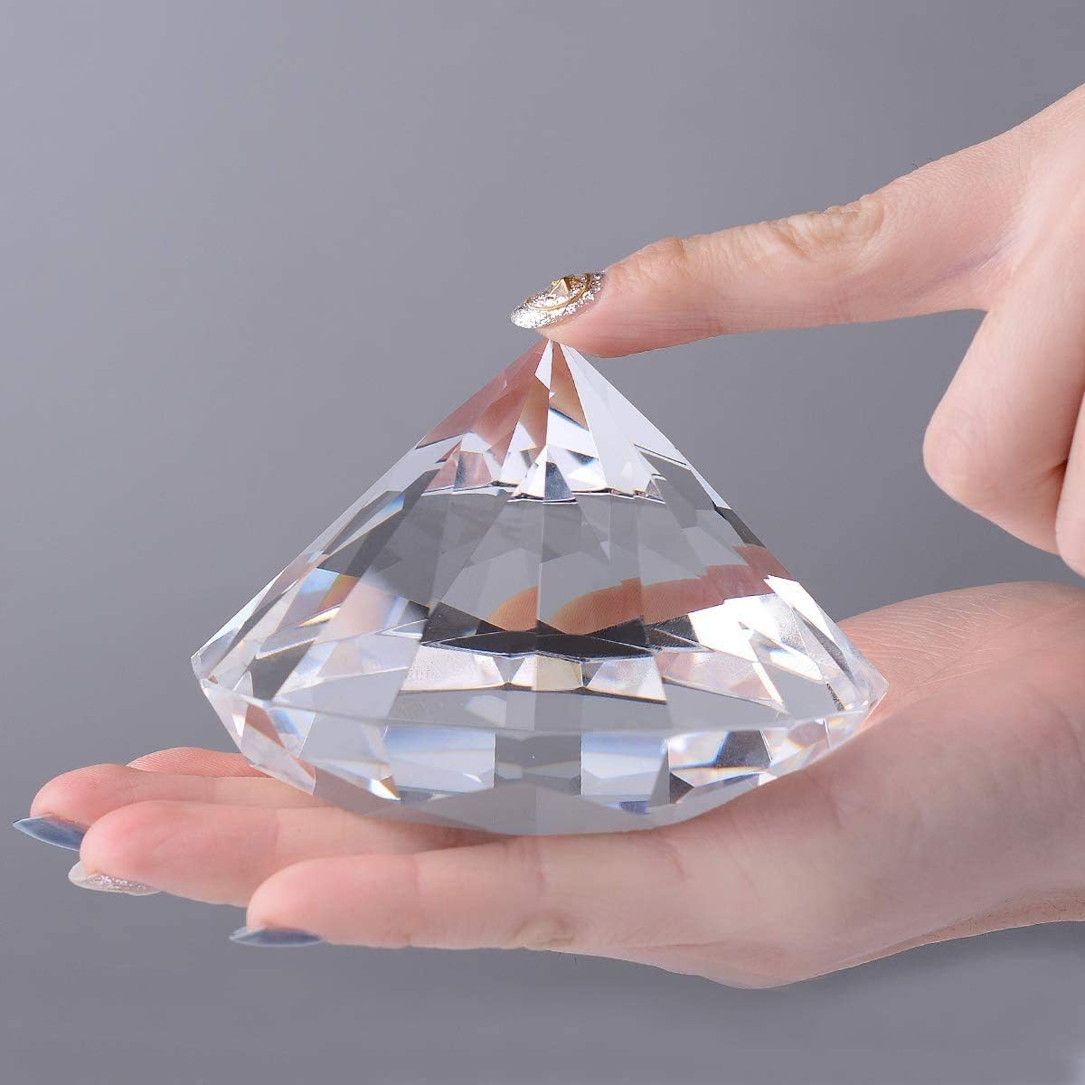 LONGWIN 100mm(3.9") W Crystal Diamond Paperweight Ornament Home Venue Decorations Solid Clear, R.blue - Image 3