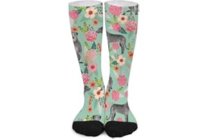 Unisex Novelty Crew Socks,Irish Wolfhound Floral Dog Breed Mid Calf Dress Socks Sports Socks Knee High Athletic Long Tube Sto