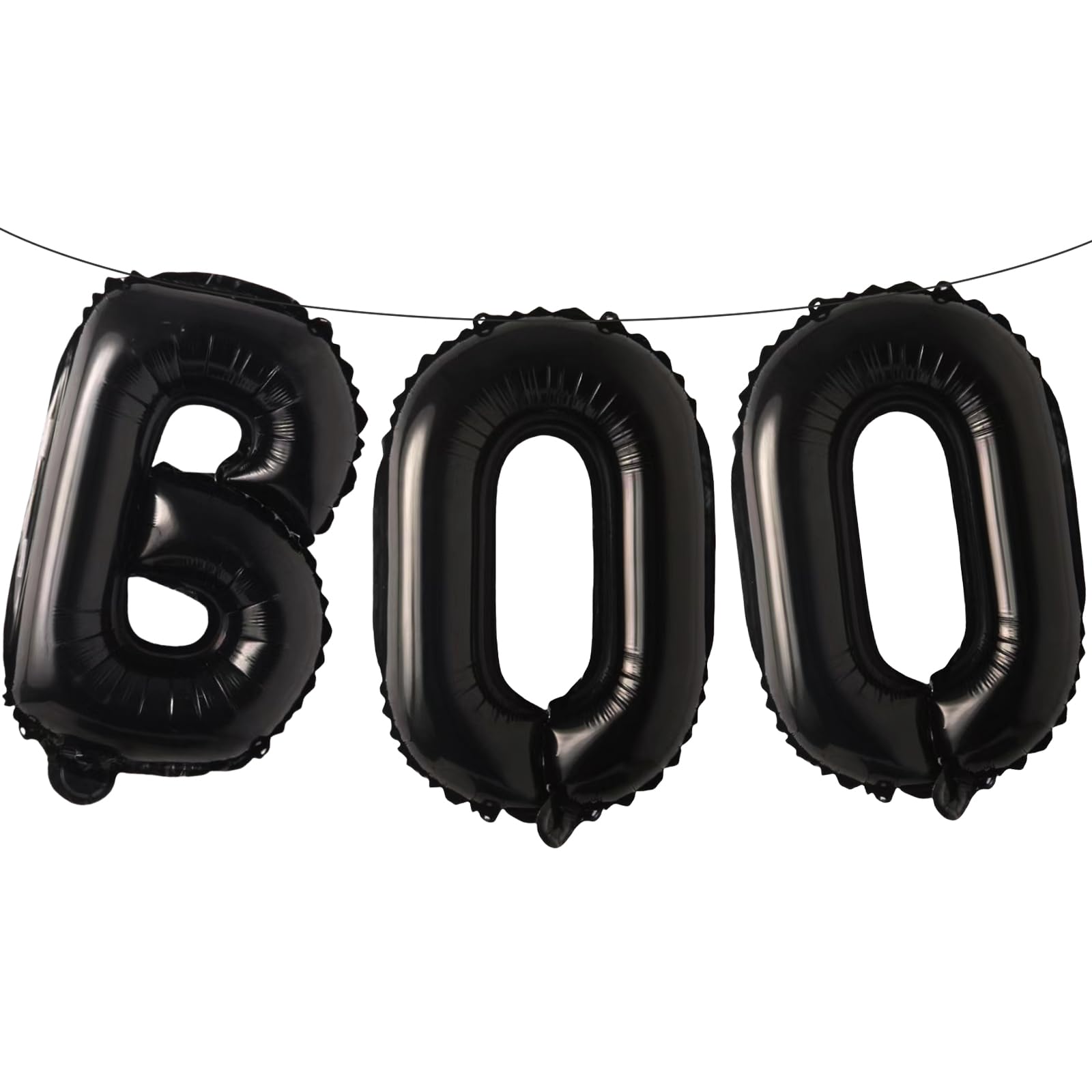 Photo 1 of 16 Inches Black 'BOO' Balloons - Mylar Indoor Outdoor Halloween Balloons, Spooky Foil Letter Balloons Banner for Trick or Treat, Haunted House, Halloween Party Decorations