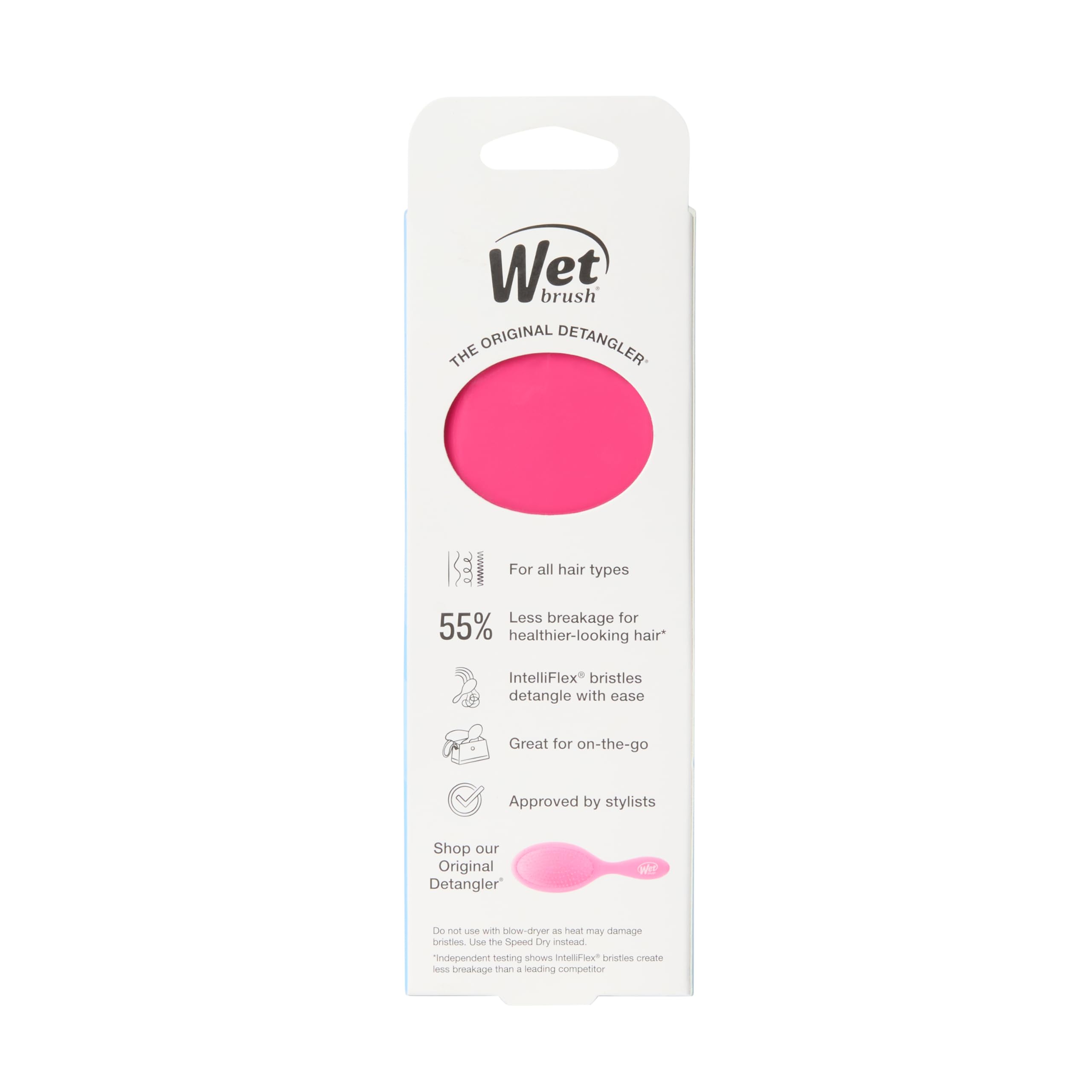 Wet Brush Mini Detangler Hair Brush, Pink, Detangling Travel Hairbrush, Ultra-Soft IntelliFlex Bristles Glide Through Tangles with Ease, Pain-Free, All Hair Types